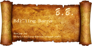 Báling Barna névjegykártya
